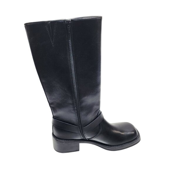 Black Wild Fable Buckle Strap Knee-High Boots Size 10 Womens Faux Leather - Picture 7 of 8